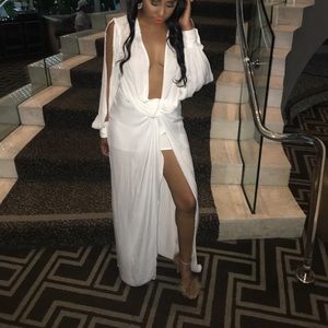 White plunging dress